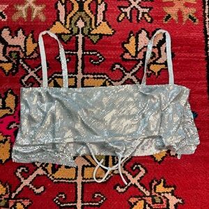 Silver Metal Mesh Crop Top